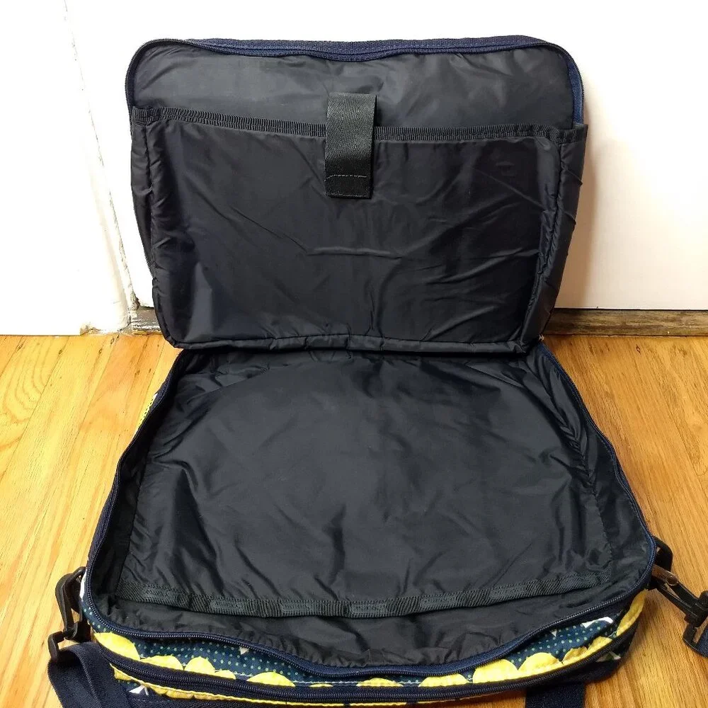 Lesportsac Zippered Laptop Bag Green Yellow Blue White Abstract Pattern School